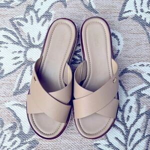 Michael Kors beige platform wedge sandal